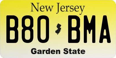 NJ license plate B80BMA
