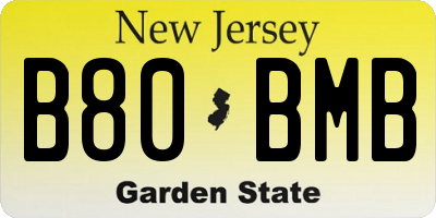 NJ license plate B80BMB