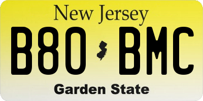 NJ license plate B80BMC