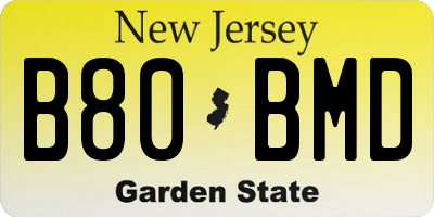 NJ license plate B80BMD