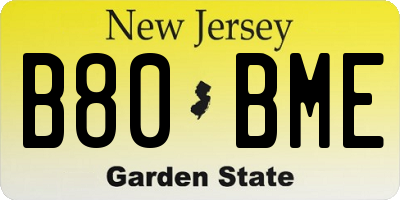 NJ license plate B80BME