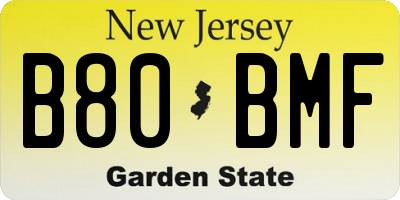 NJ license plate B80BMF