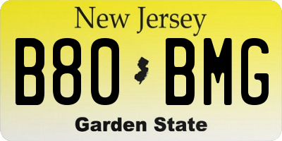 NJ license plate B80BMG