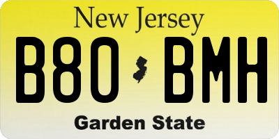 NJ license plate B80BMH