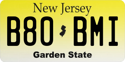 NJ license plate B80BMI