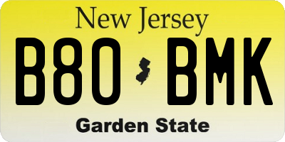 NJ license plate B80BMK