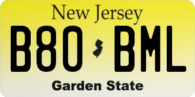 NJ license plate B80BML