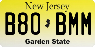 NJ license plate B80BMM