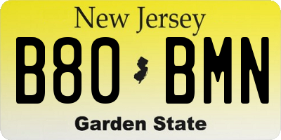 NJ license plate B80BMN