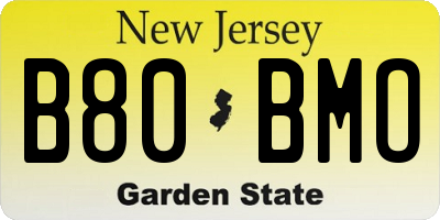 NJ license plate B80BMO