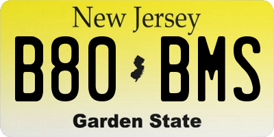NJ license plate B80BMS