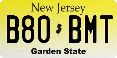 NJ license plate B80BMT