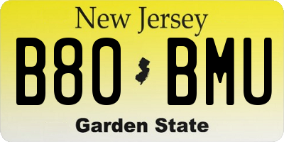 NJ license plate B80BMU