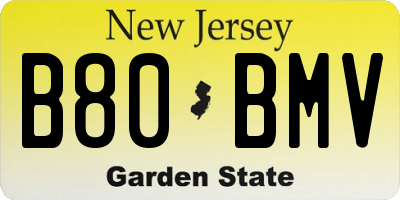 NJ license plate B80BMV