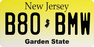 NJ license plate B80BMW