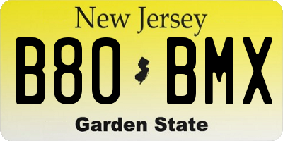 NJ license plate B80BMX