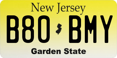 NJ license plate B80BMY