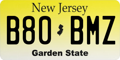 NJ license plate B80BMZ