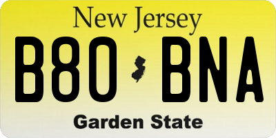 NJ license plate B80BNA