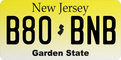 NJ license plate B80BNB