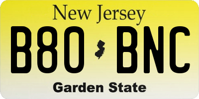 NJ license plate B80BNC