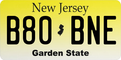 NJ license plate B80BNE