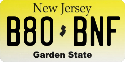 NJ license plate B80BNF