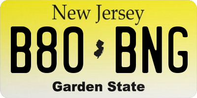 NJ license plate B80BNG