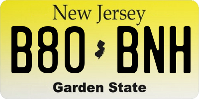 NJ license plate B80BNH
