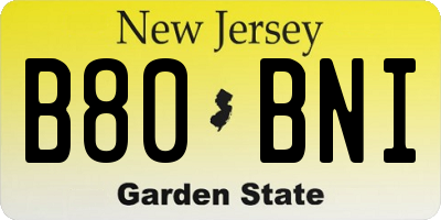 NJ license plate B80BNI