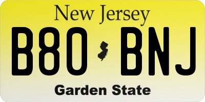 NJ license plate B80BNJ