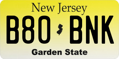 NJ license plate B80BNK