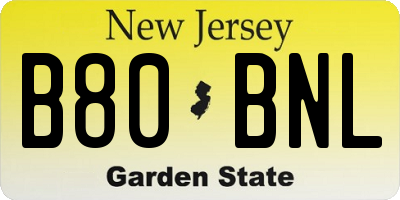 NJ license plate B80BNL