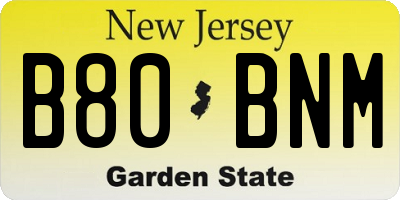 NJ license plate B80BNM