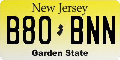 NJ license plate B80BNN