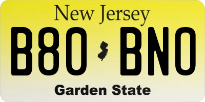 NJ license plate B80BNO