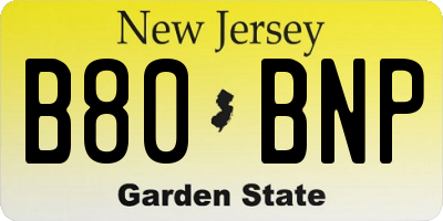 NJ license plate B80BNP