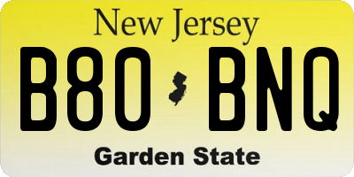 NJ license plate B80BNQ