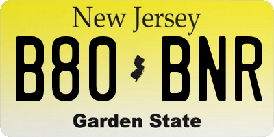 NJ license plate B80BNR