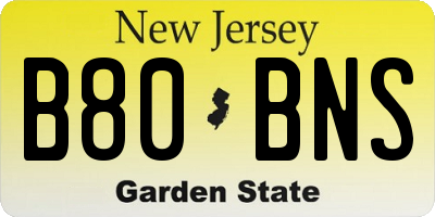 NJ license plate B80BNS