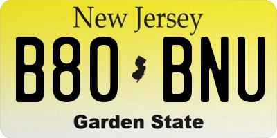 NJ license plate B80BNU