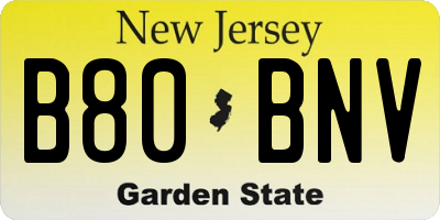 NJ license plate B80BNV