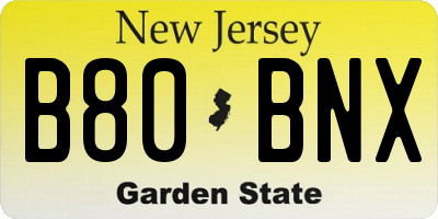 NJ license plate B80BNX