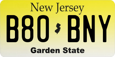NJ license plate B80BNY