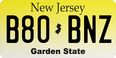 NJ license plate B80BNZ