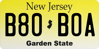 NJ license plate B80BOA