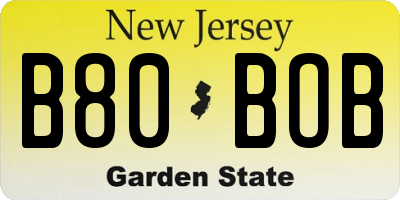 NJ license plate B80BOB