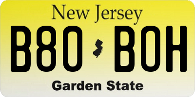 NJ license plate B80BOH