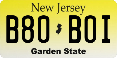 NJ license plate B80BOI
