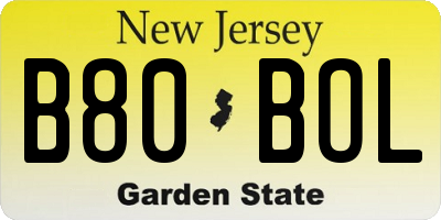 NJ license plate B80BOL